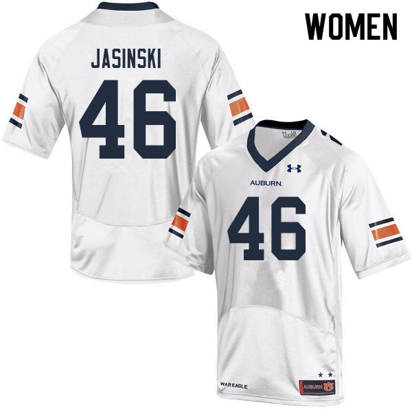 Women #46 Jacob Jasinski Auburn Tigers College Football Jerseys Sale-White